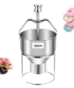 VEVOR Ручной Дозатор для Пончиков 2,4 л с Подставкой, Нержавеющая Сталь 304, 6 Настроек Толщины, Для Пекарен и Кафе