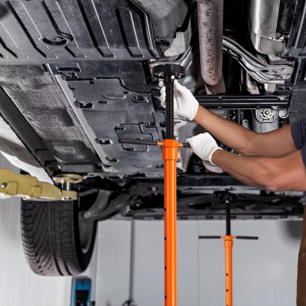 VEVOR Underhoist Jack Stand, 0.75 Ton Capacity, 975–1915 mm Lift Range, Self-Locking, Wheels, Steel Frame, for Vehicle Repair - Pilt 8