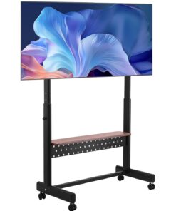 VEVOR мобильная стойка для ТВ 140–254 см, регулируемая высота, с полкой, до 93 кг, VESA 800x600, для дома или офиса