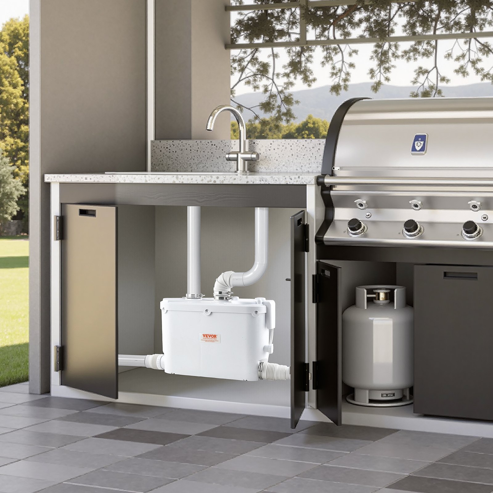 VEVOR 500W Macerator Toilet Pump, 110 L/min Flow, 8 m Head, 4 Inlets, Wastewater Upflush System for Bathroom, Kitchen, Basement — Attēls 8