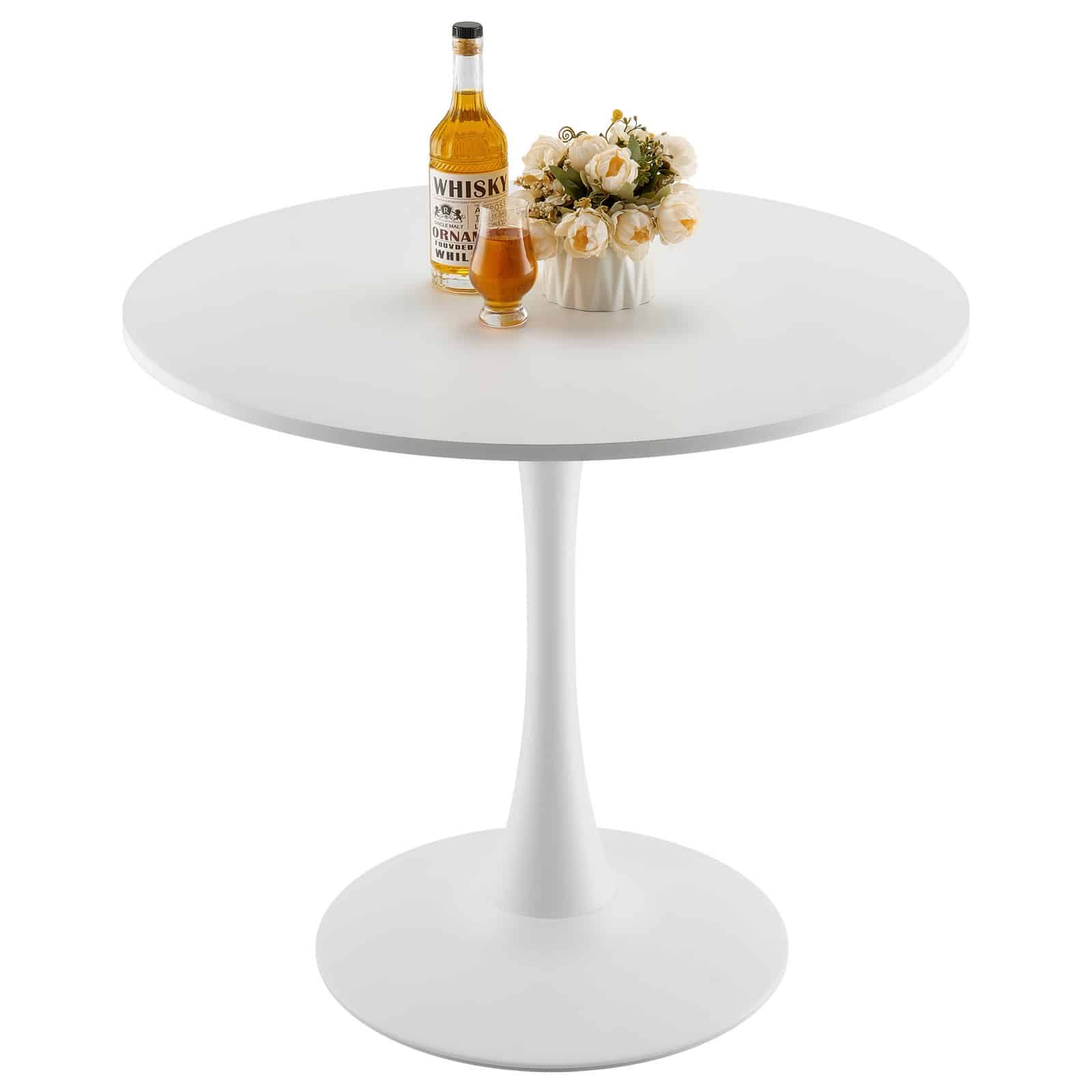 VEVOR 80cm Round Dining Table for 2-4 People, White MDF Top & Metal Tulip Base, Modern Kitchen/Living Room Coffee Table — изображение 11