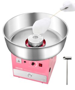VEVOR 1000Вт электрическая машина для сахарной ваты, чаша 52см из нержавейки, регулировка температуры, для праздников и дома, розовая