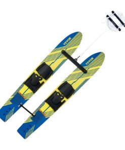 VEVOR Youth Water Skis 116,8 cm ar regulējamiem X-7 stiprinājumiem, Dual-Handle Rope & Stabilizer Bar, Iesācējiem līdz 136 kg