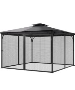 VEVOR Сетчатая Занавеска для Беседки 340x340x226 см – 4 Панели с Молниями для Сада, Террасы