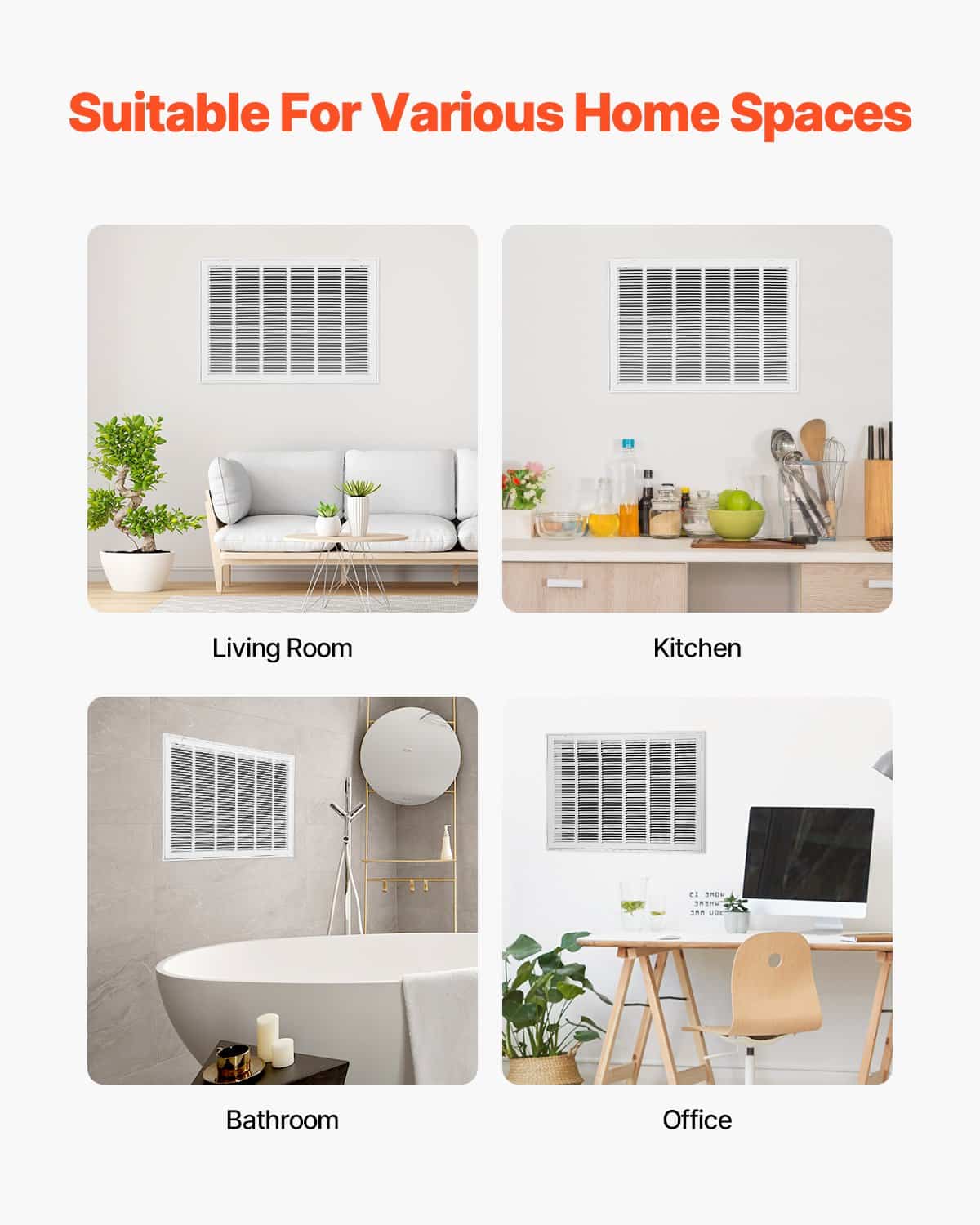 VEVOR Return Air Filter Grille for 76x51 cm Duct Opening, Steel Vent Cover with Detachable Door, Filter Not Included - Pilt 6