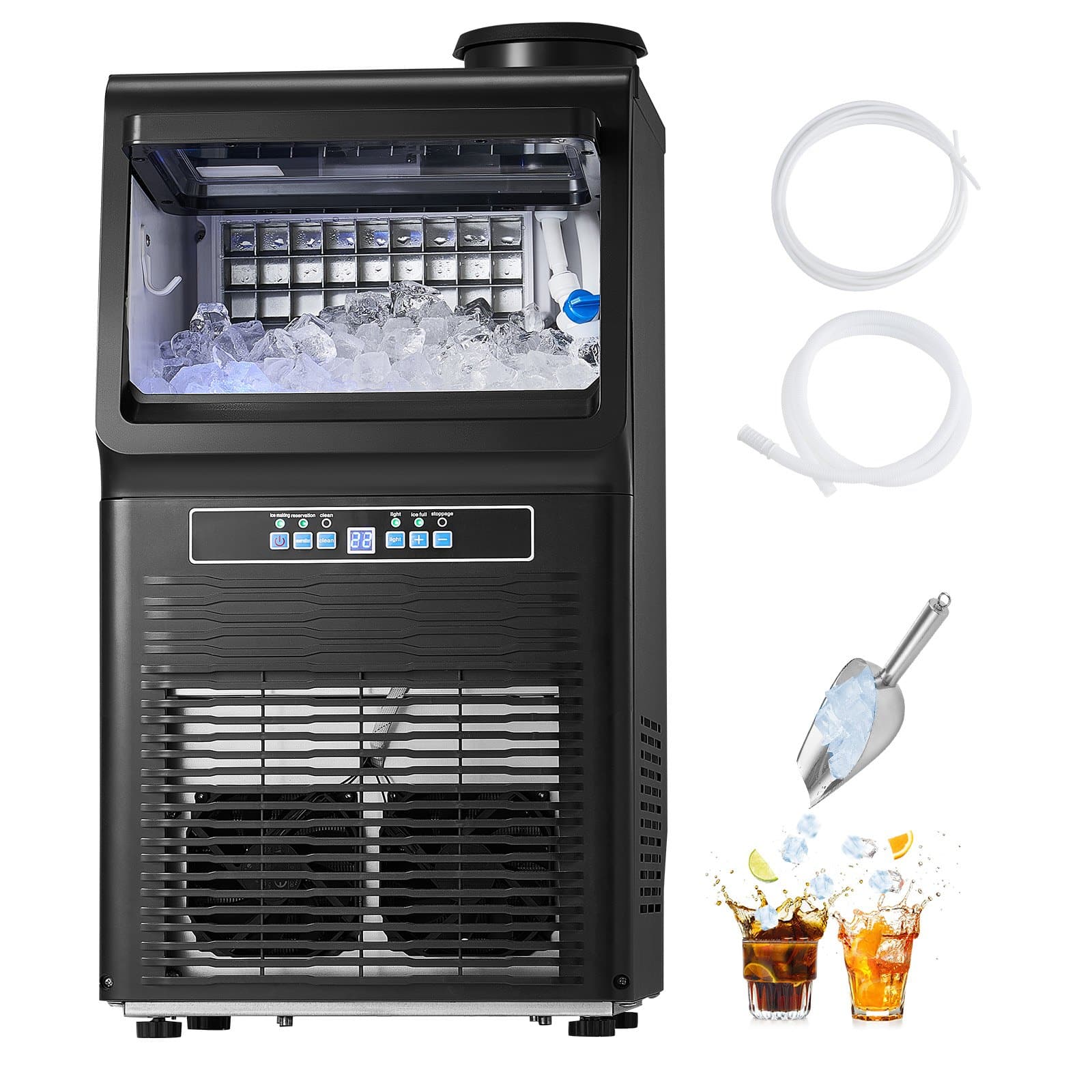 VEVOR Commercial Ice Maker 41kg/24H, 36 Cubes in 15 Min, 5.4kg Storage, Freestanding, LED Display, Self-Cleaning for Bar & Office - Зображення 9