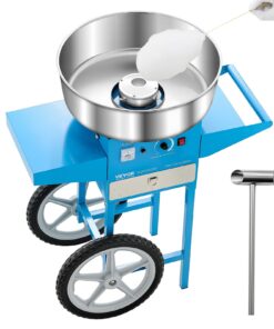 VEVOR 1000W Electric Cotton Candy Machine with Cart & 52cm Bowl – Commercial Candy Floss Maker for Parties & Events, Blue