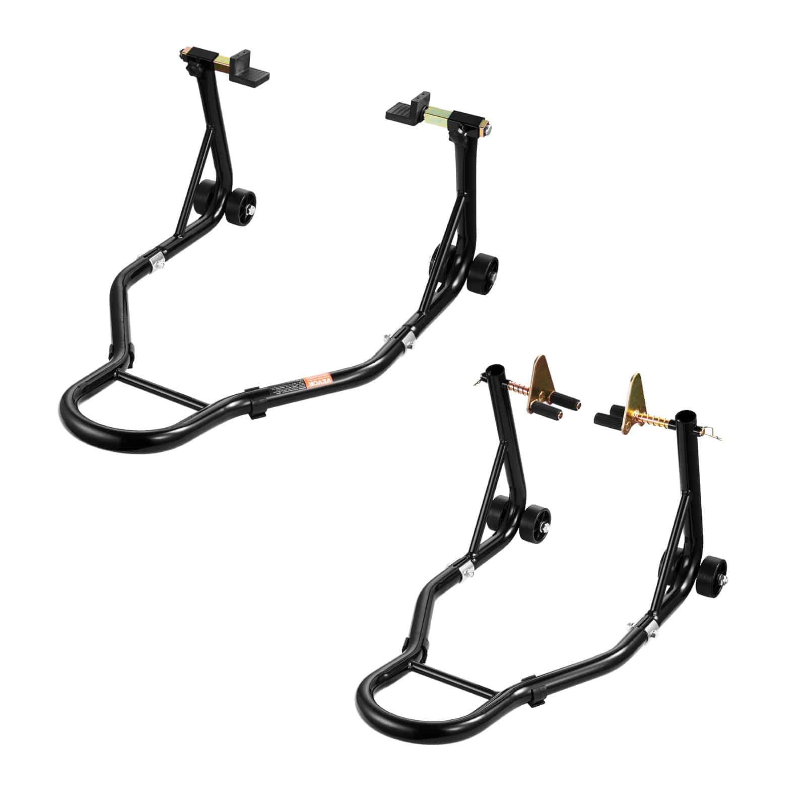 VEVOR Motorcycle Front & Rear Stand Lift, 500 kg Capacity, Adjustable Fork Heads, Fits Yamaha Honda Suzuki Kawasaki, Black — изображение 9