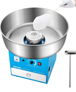 VEVOR 1000W Electric Cotton Candy Machine with 52cm Bowl, Temperature Control, Scoop & Drawer – Blue, For Parties & Events