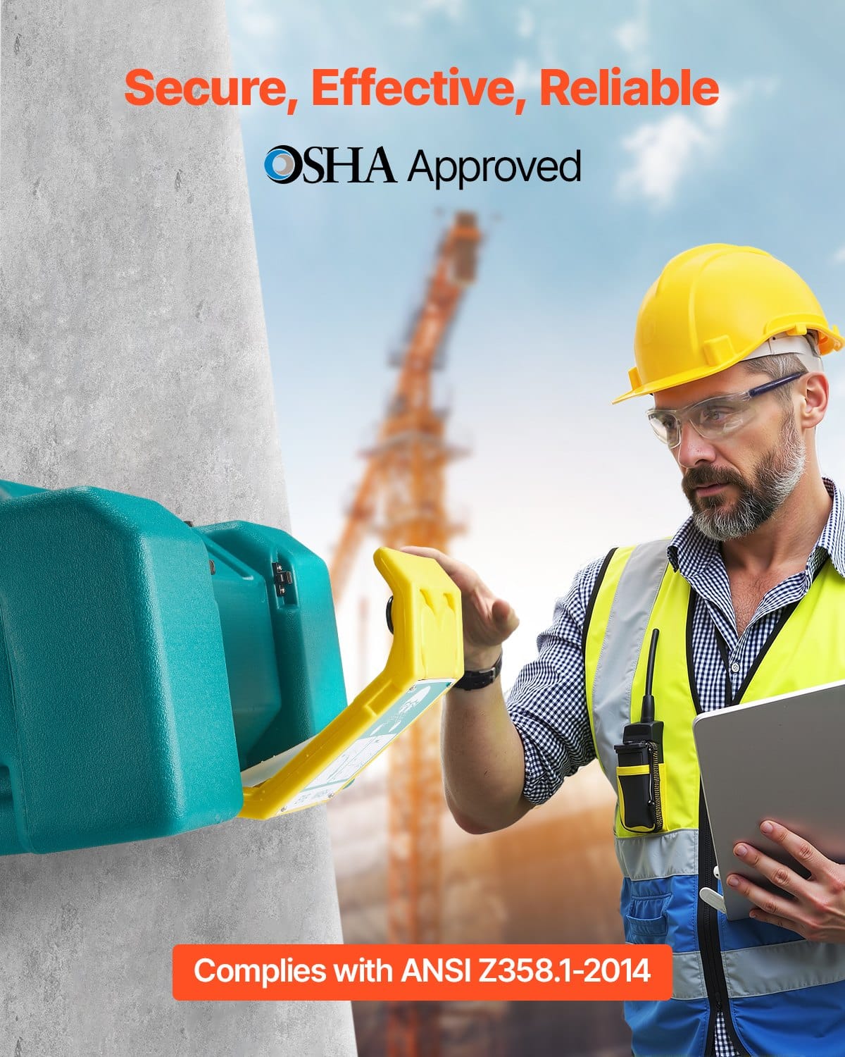 VEVOR 30L Portable Emergency Eye Wash Station, Wall-Mounted or Freestanding, OSHA & ANSI Certified, Green Eyewash Unit with 2 Sprays — attēls 2