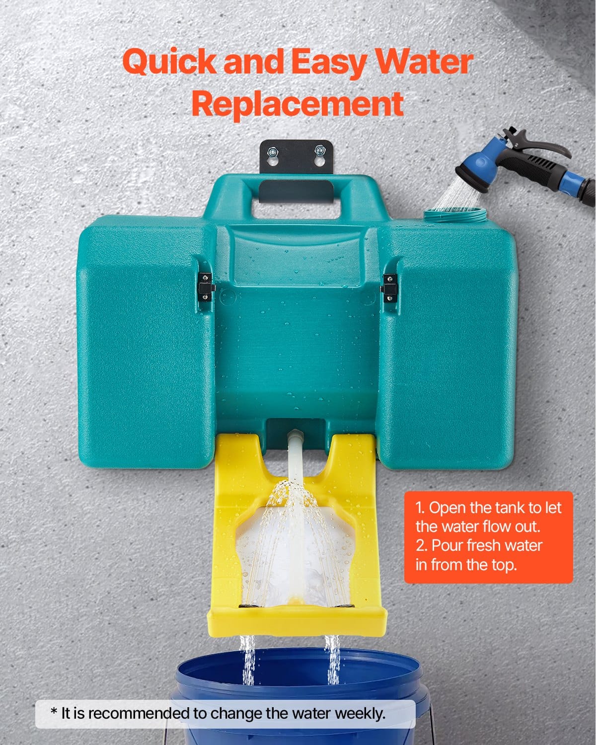 VEVOR 30L Portable Emergency Eye Wash Station, Wall-Mounted or Freestanding, OSHA & ANSI Certified, Green Eyewash Unit with 2 Sprays — attēls 6