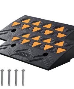 VEVOR комплект из 2 резиновых бордюрных пандусов, высота 11 см, нагрузка 15 т, противоскользящие пандусы для авто, велосипедов, инвалидных колясок