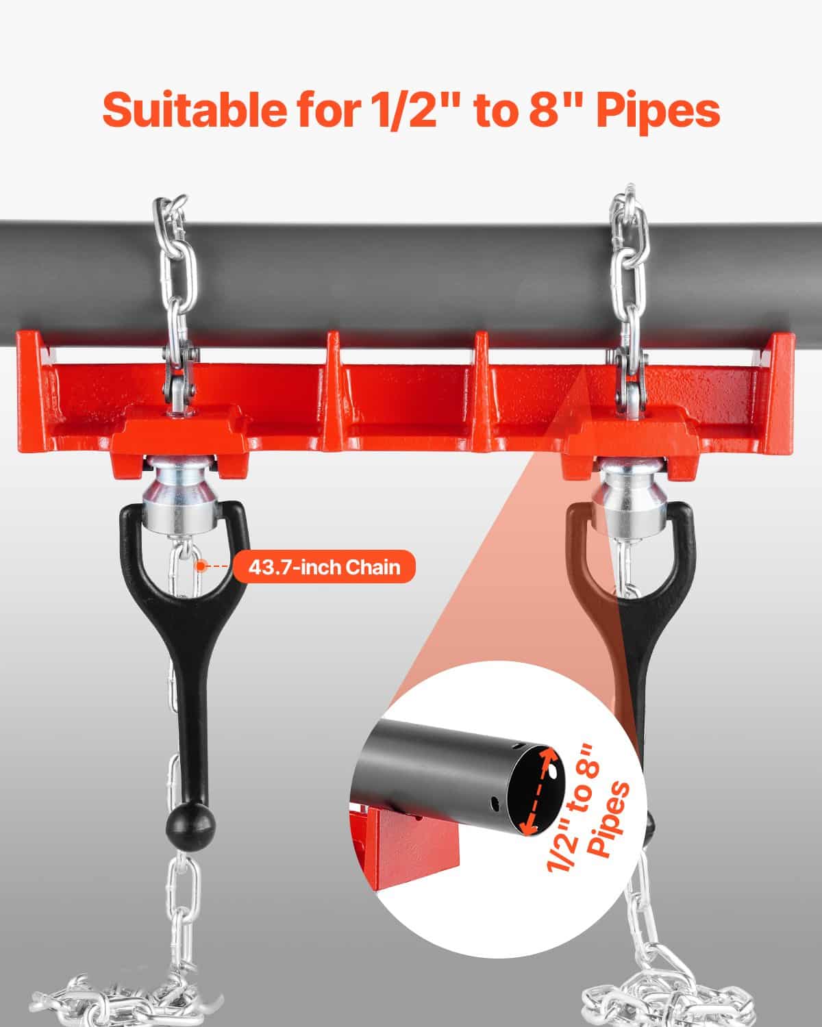 VEVOR Heavy-Duty Pipe Welding Vise for 13–203 mm Pipes, Dual Chains & Crank Handles, Cast Iron Clamp Tool - Pilt 2