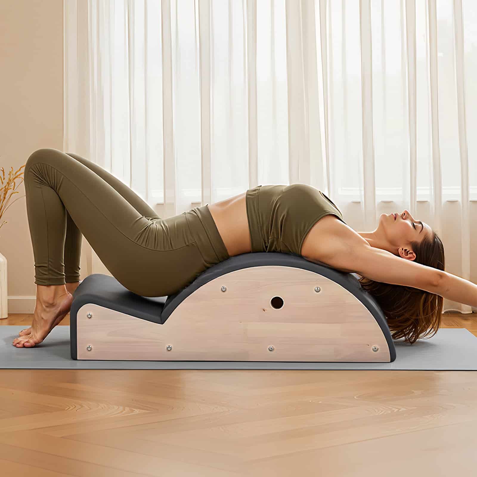 VEVOR Pilates Spine Corrector – Rubberwood Arc Trainer for Home Gym, Core Strength, Stretching & Spine Alignment, 93x42x33 cm — attēls 8