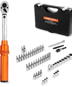 VEVOR 1/4-Inch Drive Click Torque Wrench Set, 2.3–27.1 Nm, Dual-Direction, ±3% Accuracy, with Sockets, Bits & Case, Orange