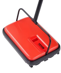 VEVOR Manual Carpet Sweeper, 17 cm Wide, 300 ml Dustbin, Rotating Head for Pet Hair & Dirt on Floors and Carpets, Red