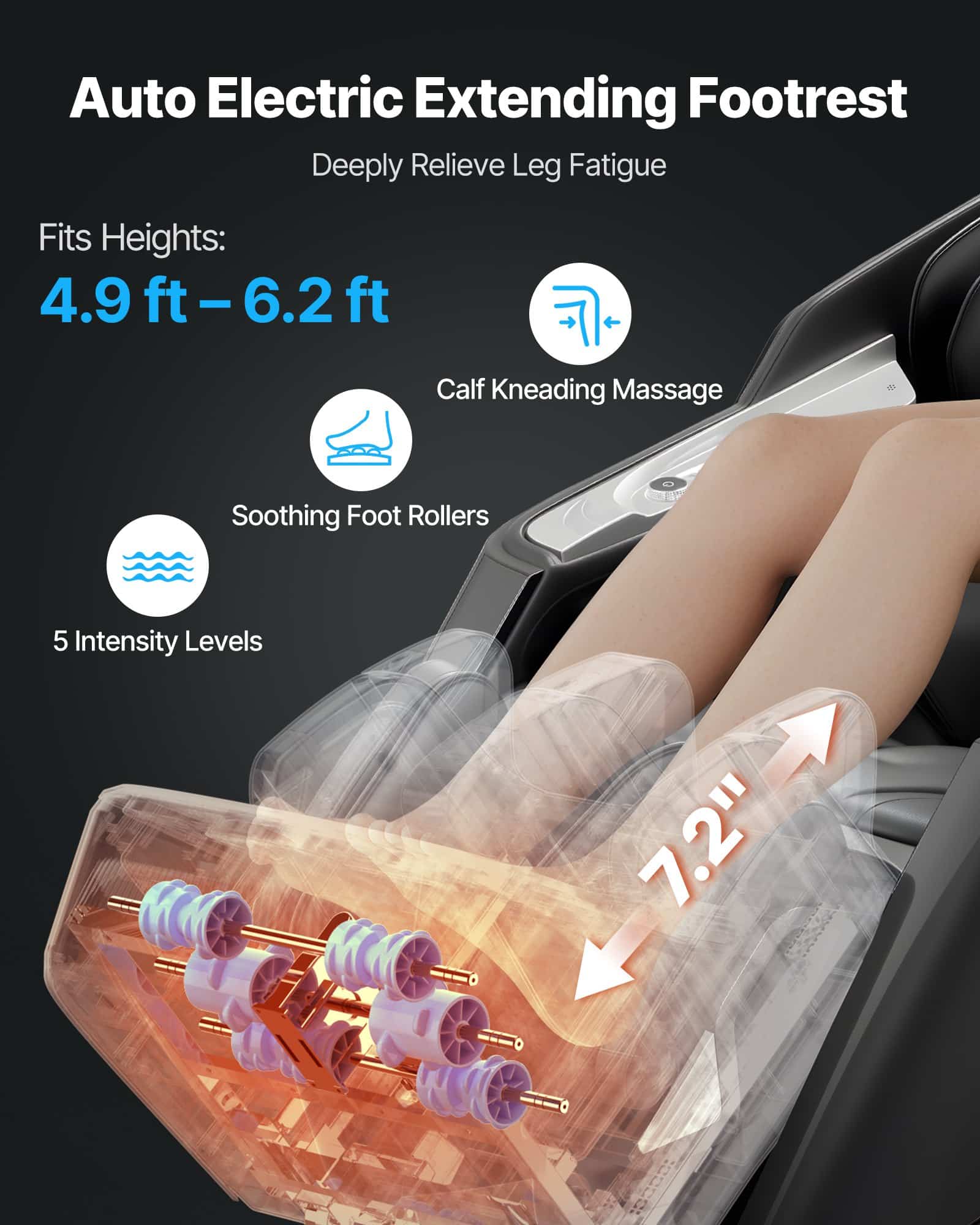 VEVOR Dual-Core 4D+3D Full Body Massage Chair with SL Track, Yoga Stretch, Heat, AI Voice, TFT, Airbags, Footrest — attēls 7