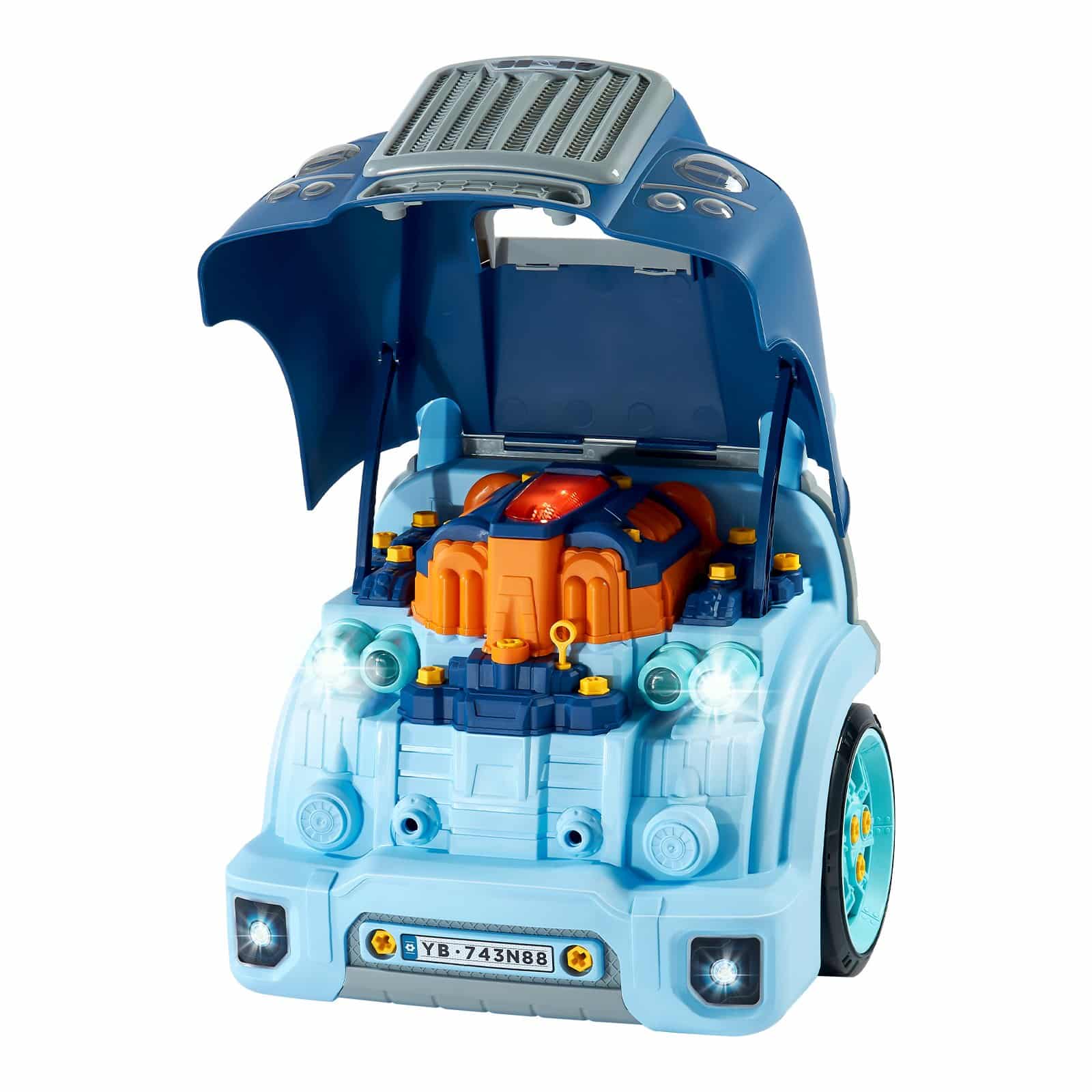 VEVOR Kids Car Engine Toy Set, 60-Piece Mechanic Workshop with Tools, Lights & Sounds, for Ages 3+, Blue — Attēls 9