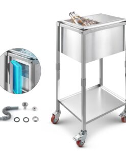 VEVOR 28L передвижной холодильник из нержавеющей стали с полкой, изолированный контейнер для улицы, террасы, бара