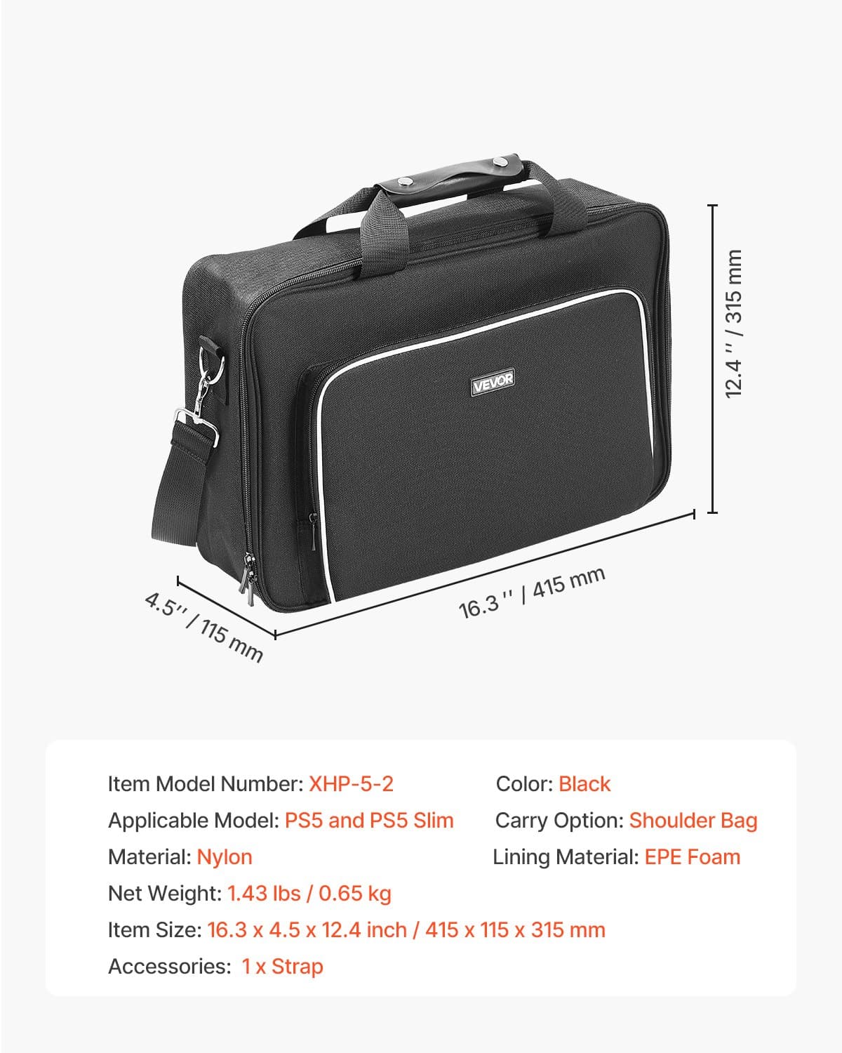 VEVOR PS5 Carrying Case for PS5 & PS5 Slim – Waterproof Nylon Travel Bag with Soft Lining, Padded Dividers & Large Storage — attēls 7