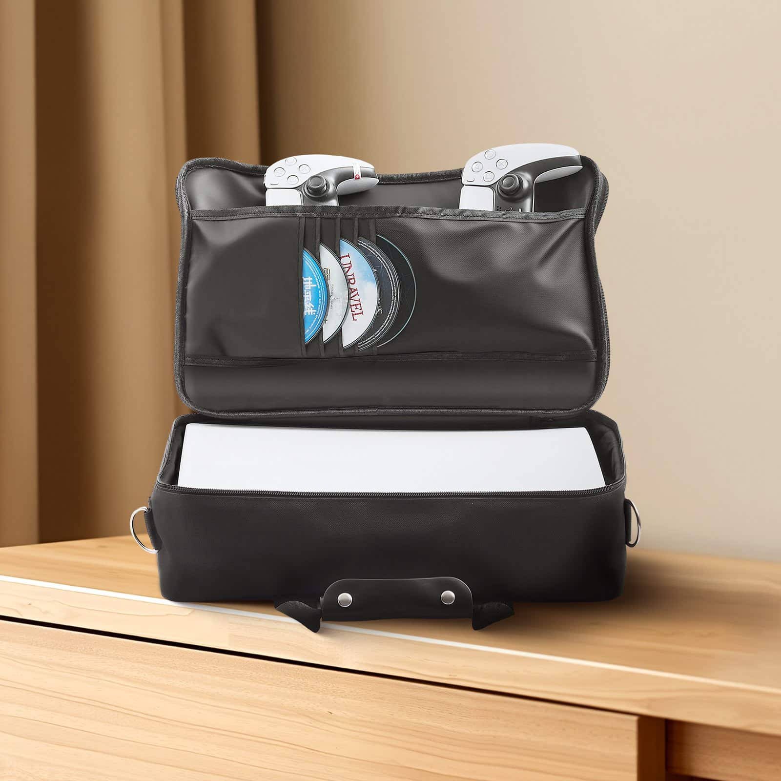 VEVOR PS5 Carrying Case for PS5 & PS5 Slim – Waterproof Nylon Travel Bag with Soft Lining, Padded Dividers & Large Storage — attēls 8