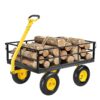 VEVOR 544 kg Steel Garden Cart – Heavy-Duty 3-in-1 Utility Wagon with Removable Mesh Sides, 33 cm Tires & Rotating Handle