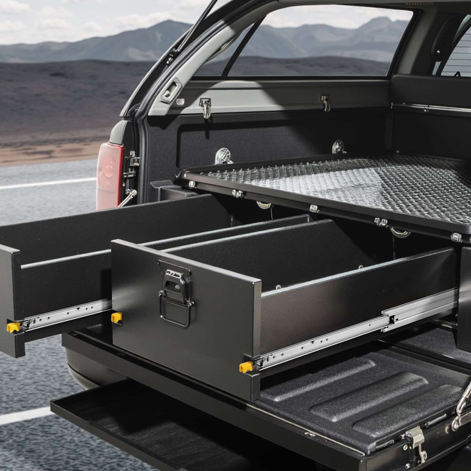 VEVOR Heavy-Duty Locking Drawer Slides, 1 Pair, Full Extension, 250 lbs Load, Ball Bearing, Steel, 630 mm, Side Mount – Paveikslėlis 8