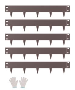 VEVOR Оцинкованная стальная окантовка сада, 5 шт. Ржавостойкая изогнутая граница лужайки размером 99x10 см для цветочных кроватей и дорожек, коричневая