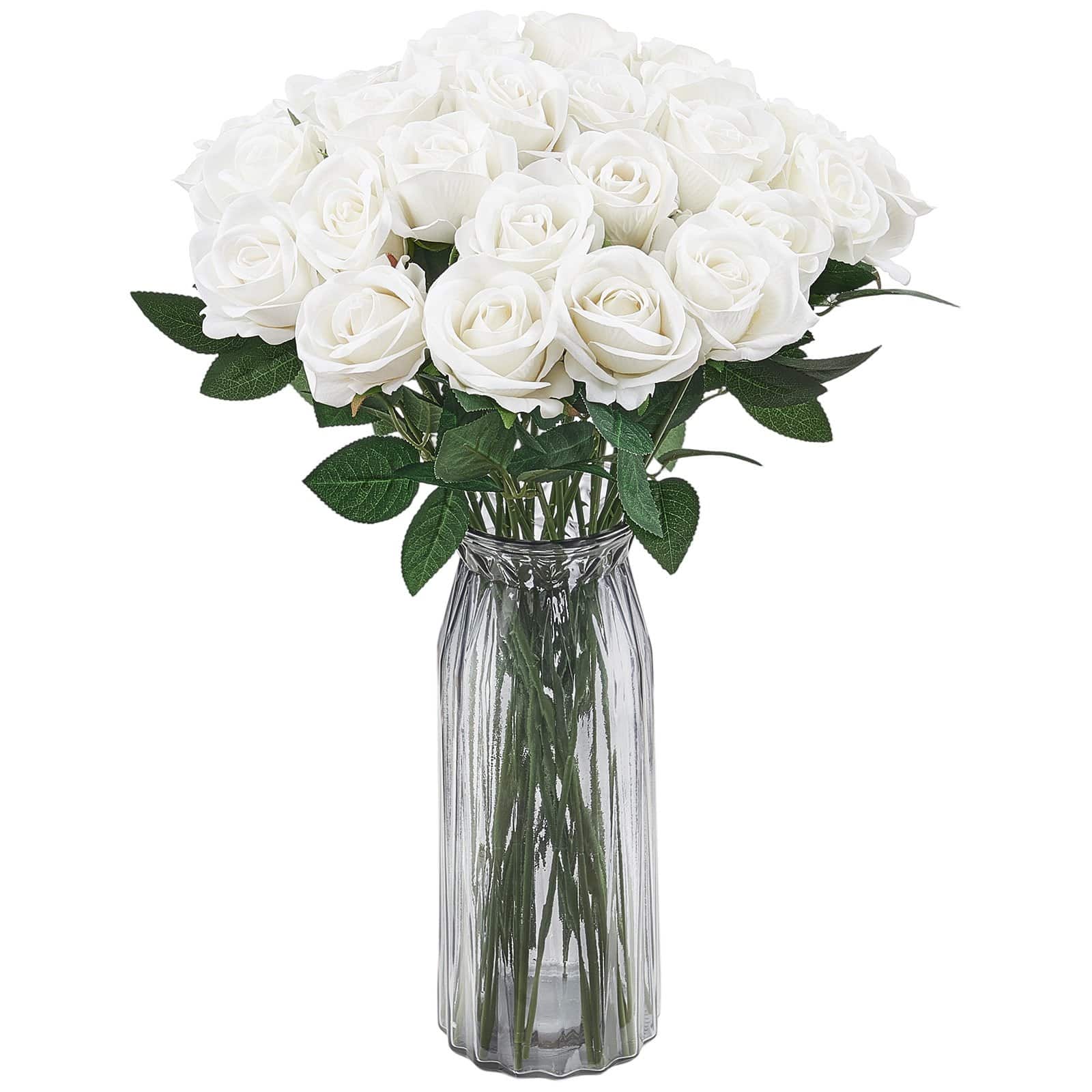 VEVOR 120 White Artificial Foam Roses with Stems – Realistic 7 cm Flowers for Wedding Bouquets, Home & Party Decor - Pilt 12