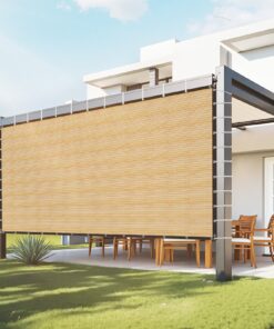 VEVOR 90% Saules Aizsargtīkls 366x610 cm HDPE Audums ar Gredzeniem Āram, Terasei, Dārzam, Bēšs
