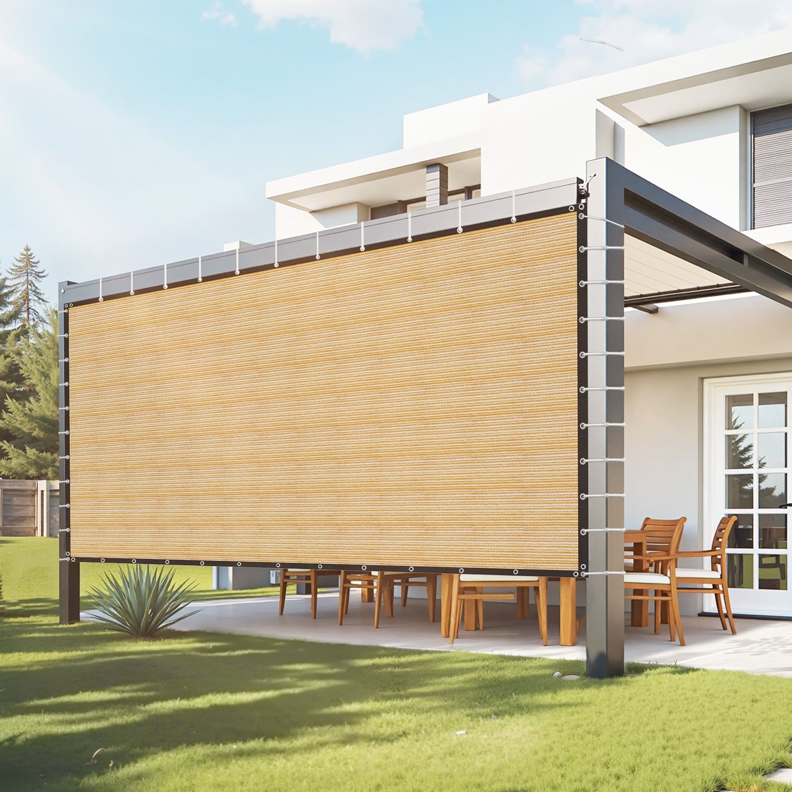 VEVOR 90% Sun Shade Cloth 366x610 cm HDPE Canopy with Grommets for Outdoor, Patio, Garden, Beige