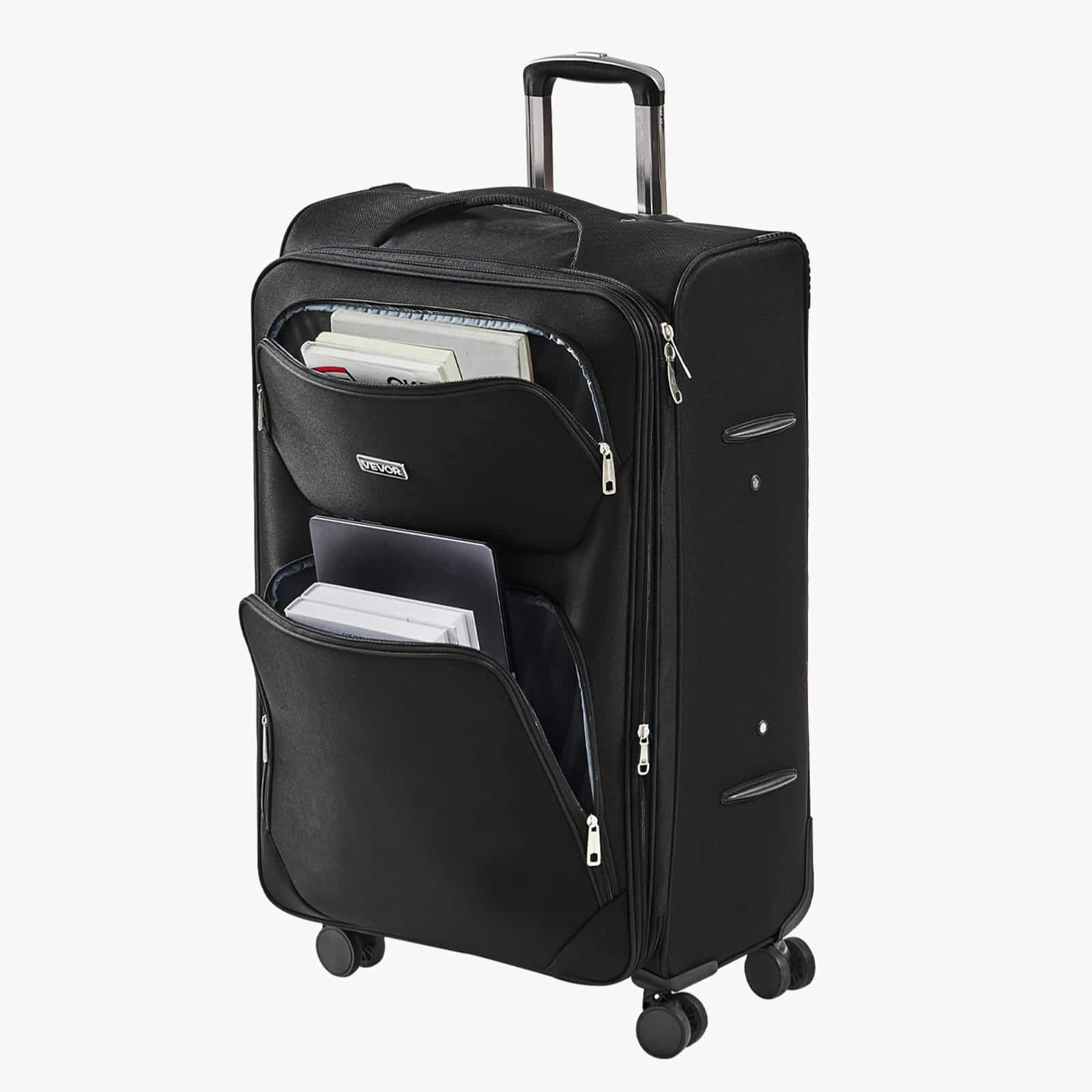 VEVOR 71 cm Expandable Softside Checked Luggage with Spinner Wheels, TSA Lock, Lightweight Suitcase, Black - Зображення 12
