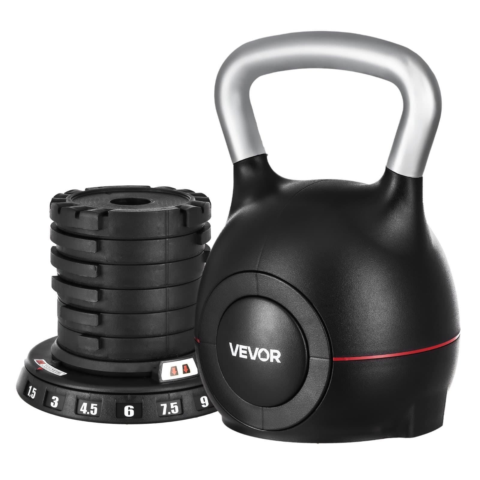 VEVOR Adjustable Kettlebell 1.5–10 kg, 7-in-1 Weights, Aluminum & ABS, Full-Body Workout & Cross-Training Equipment