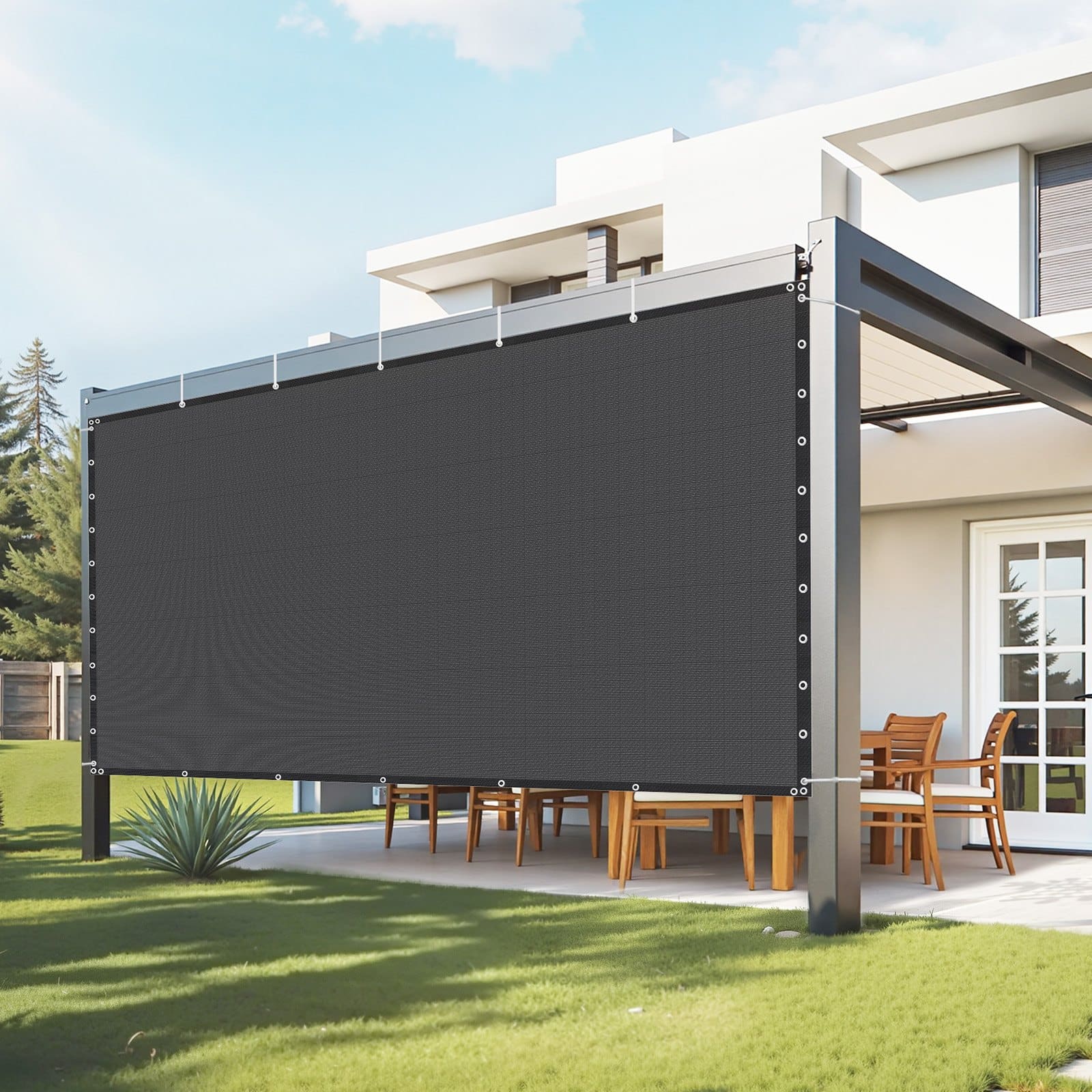VEVOR 90% Sun Shade Cloth 305x366 cm with Grommets, 140 GSM HDPE Black Screen for Patio, Garden, Backyard, Pergola