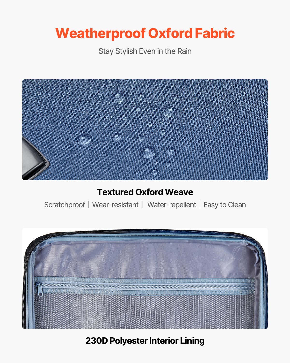 VEVOR 50.8 cm Expandable Softside Spinner Luggage with TSA Lock, Lightweight Carry-On Suitcase, Blue - Зображення 3