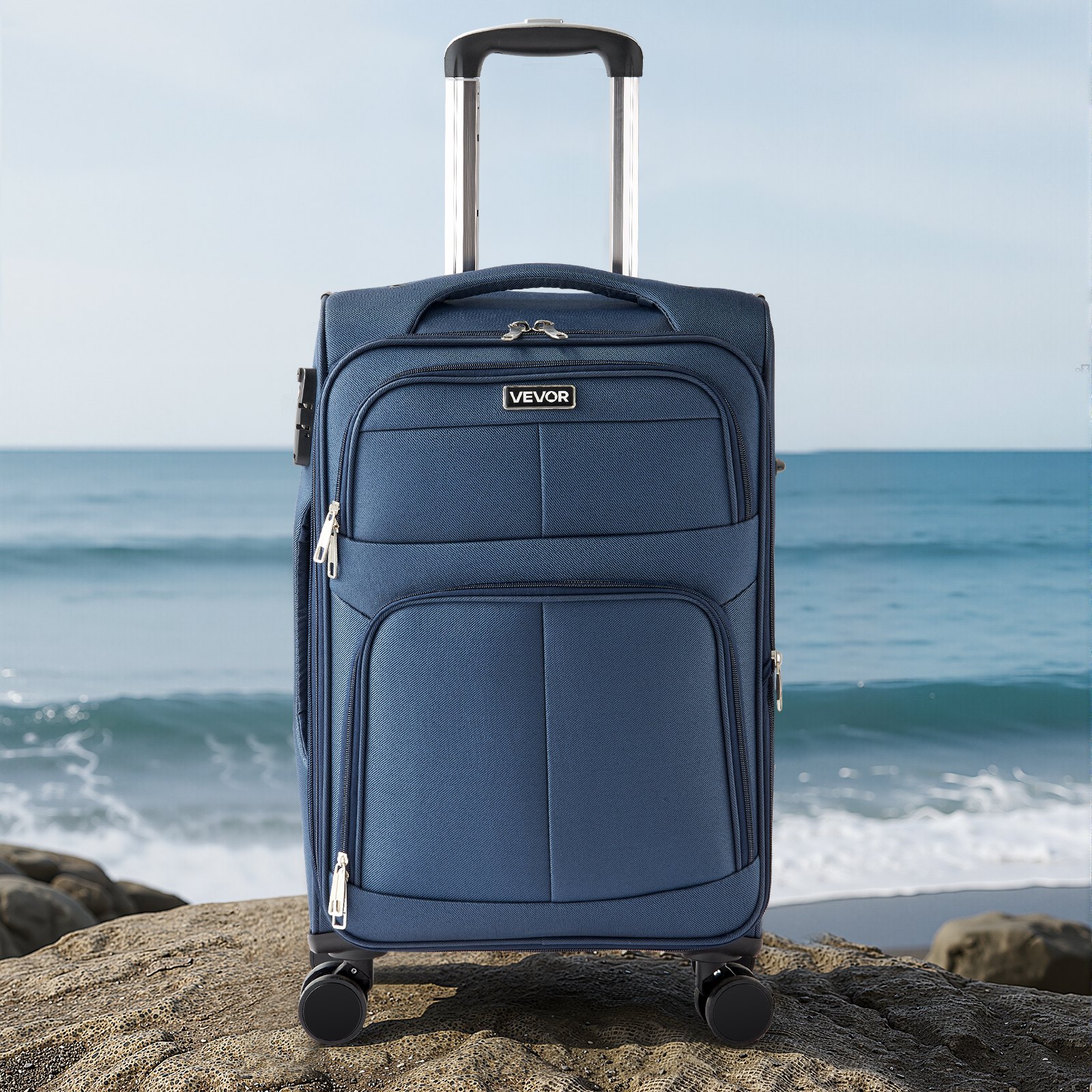 VEVOR 50.8 cm Expandable Softside Spinner Luggage with TSA Lock, Lightweight Carry-On Suitcase, Blue - Зображення 8