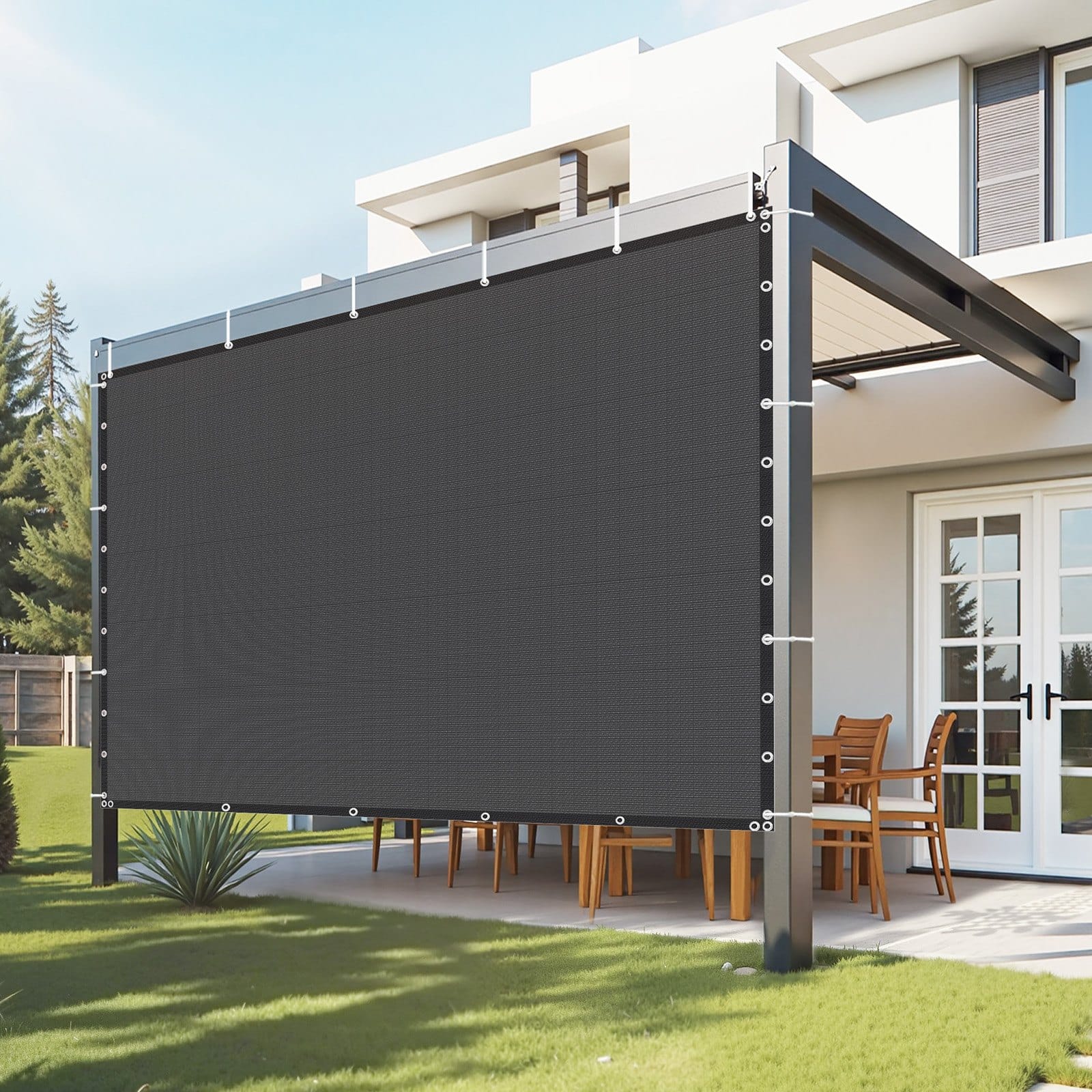 VEVOR 90% Sun Shade Cloth 3x3m, 140 GSM HDPE Pergola Cover with Grommets for Outdoor, Patio, Garden & Backyard - Black