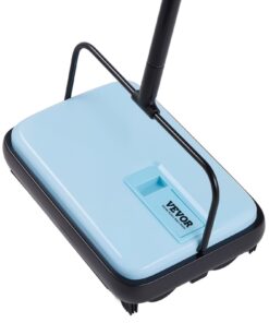 VEVOR Manual Carpet & Floor Sweeper, 300 ml Dustbin, 17 cm Width, No Power Needed, for Pet Hair & Dust on Carpets, Blue