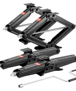 VEVOR Heavy Duty RV Scissor Jacks Set of 4, 2950 kg Load, 10.2–59.4 cm Adjustable Stabilizers with Crank, Socket & Levels