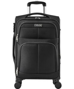 VEVOR 50,8 см расширяемый мягкий ручной чемодан на колесах с TSA-замком, лёгкий чемодан, чёрный