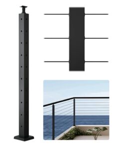 Угловая кабельная стойка VEVOR из нержавеющей стали 914,4x50,8 мм, отверстия L-типа, черные, для палуб и лестниц, 1 упаковка