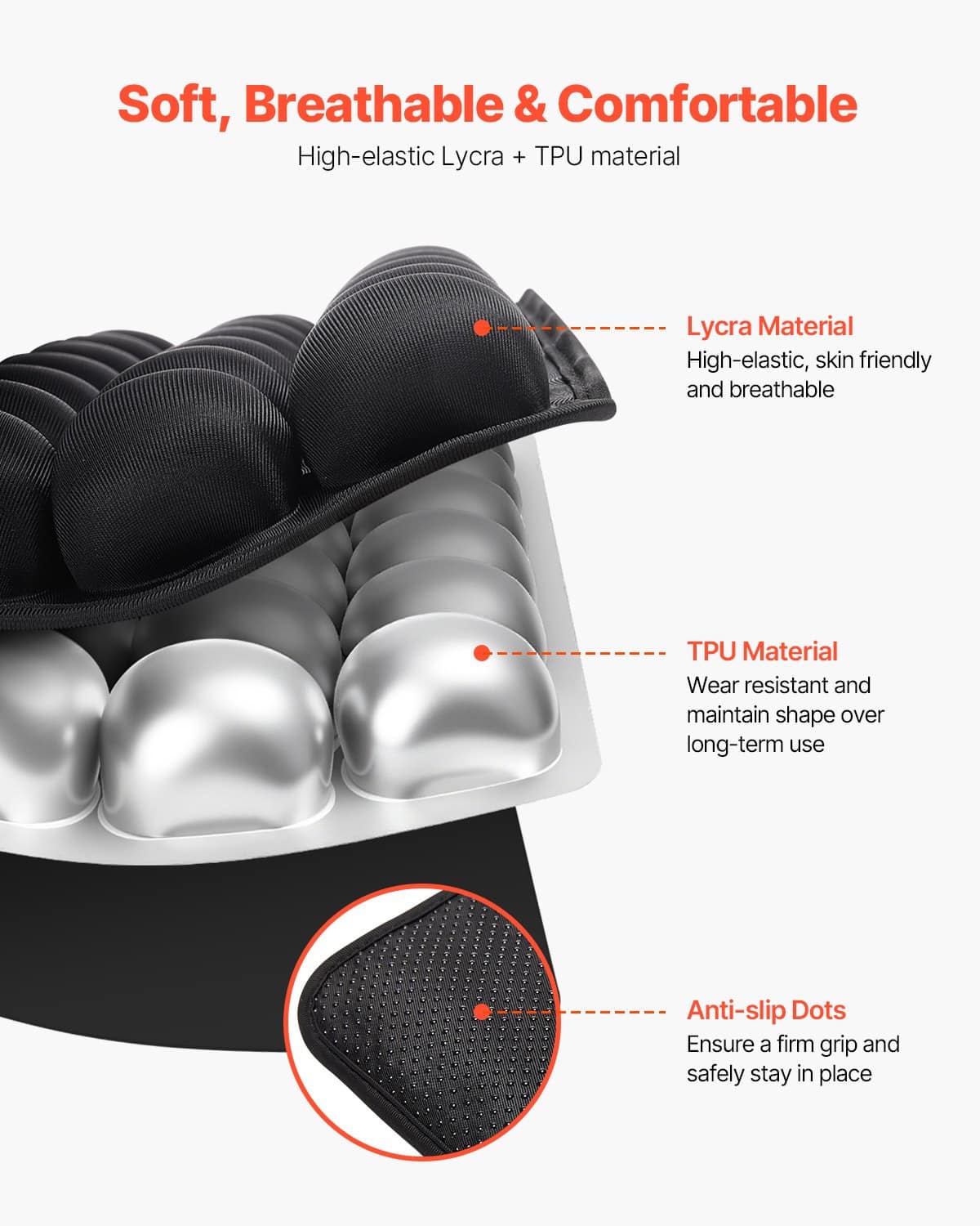 VEVOR Inflatable 3D Air Cell Seat Cushion with Pump – Pressure Relief Pad for Wheelchair, Office, Car, Travel – 45mm Thick - Зображення 4