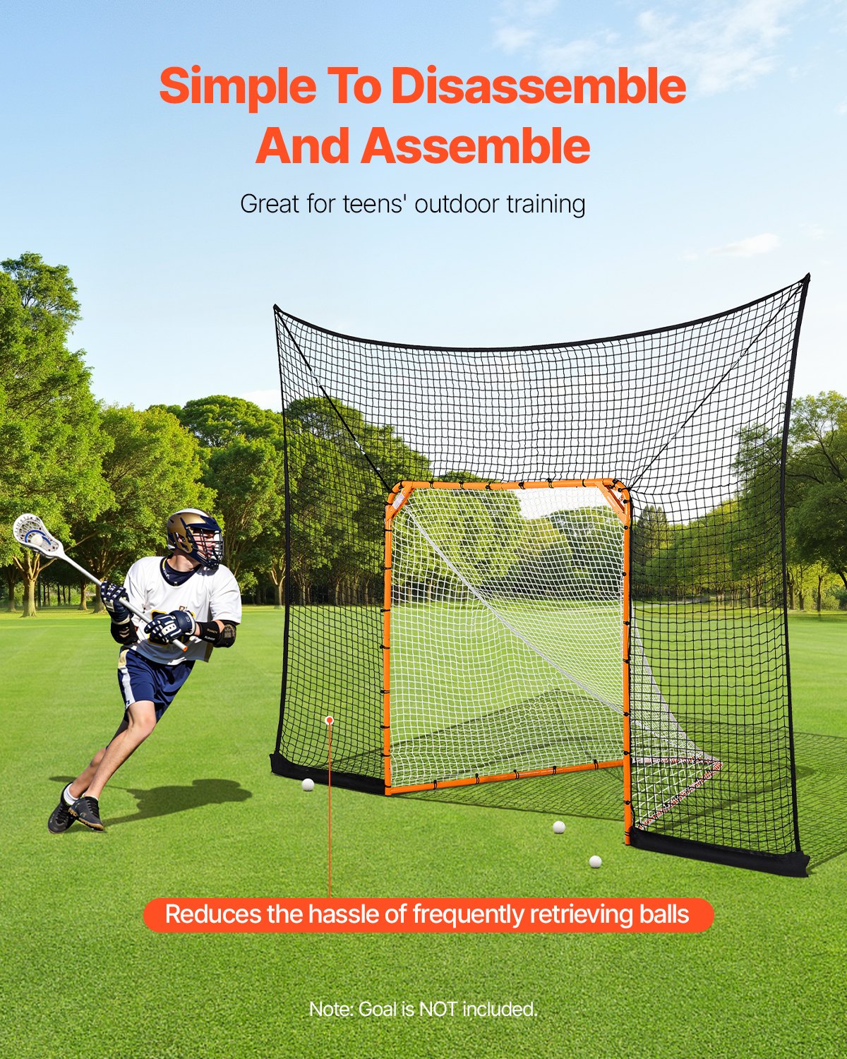 VEVOR 3.66x2.74m Lacrosse Backstop Net for 6x6ft Goals – Durable UV-Treated Net with Quick Setup, for Youth & Adults (Net Only) - Pilt 2