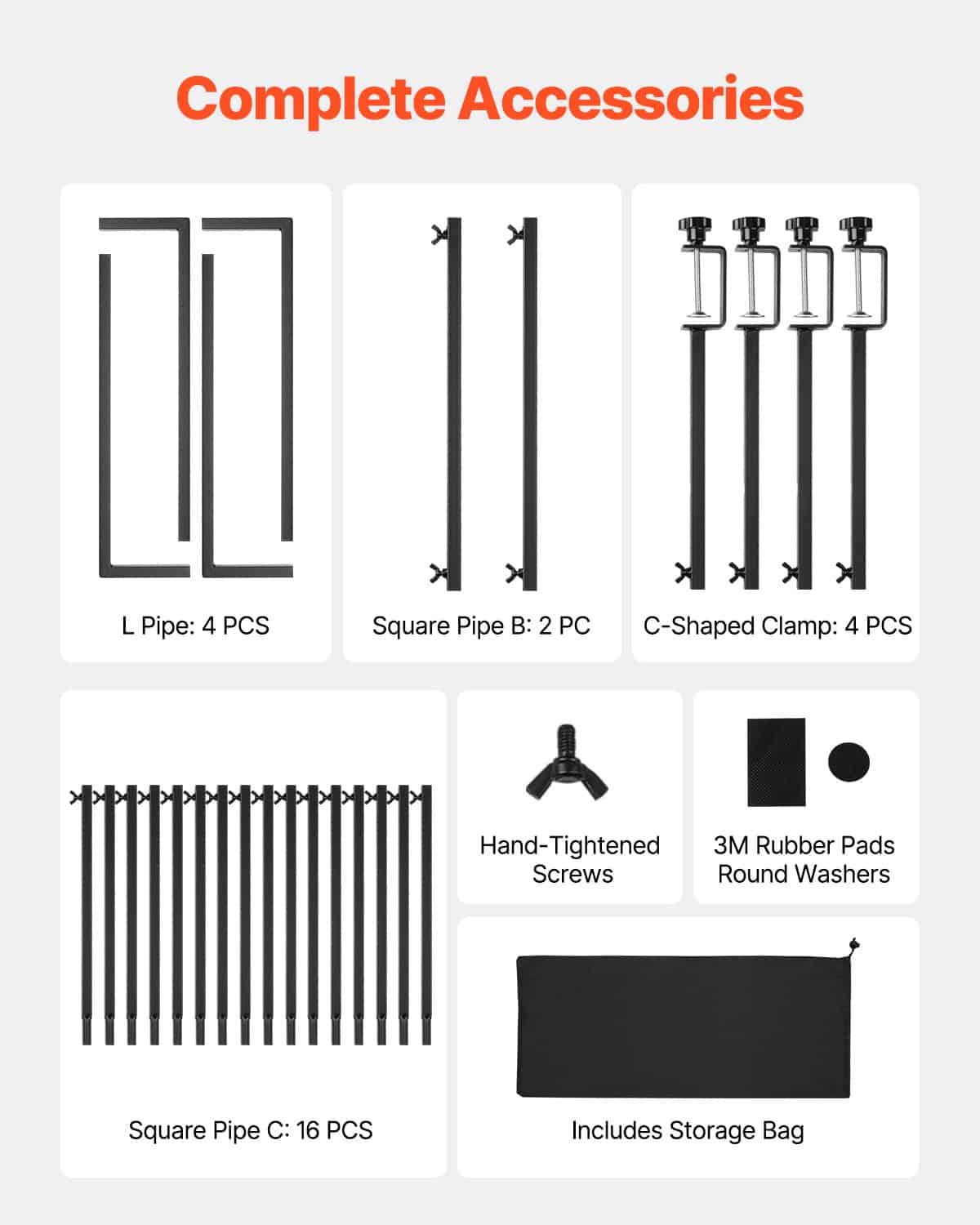 VEVOR Adjustable Table Arch Stand with Clamps, 33–107 cm Tall & 71–249 cm Long, 2-Pack Balloon Frame for Events, Black - Зображення 6