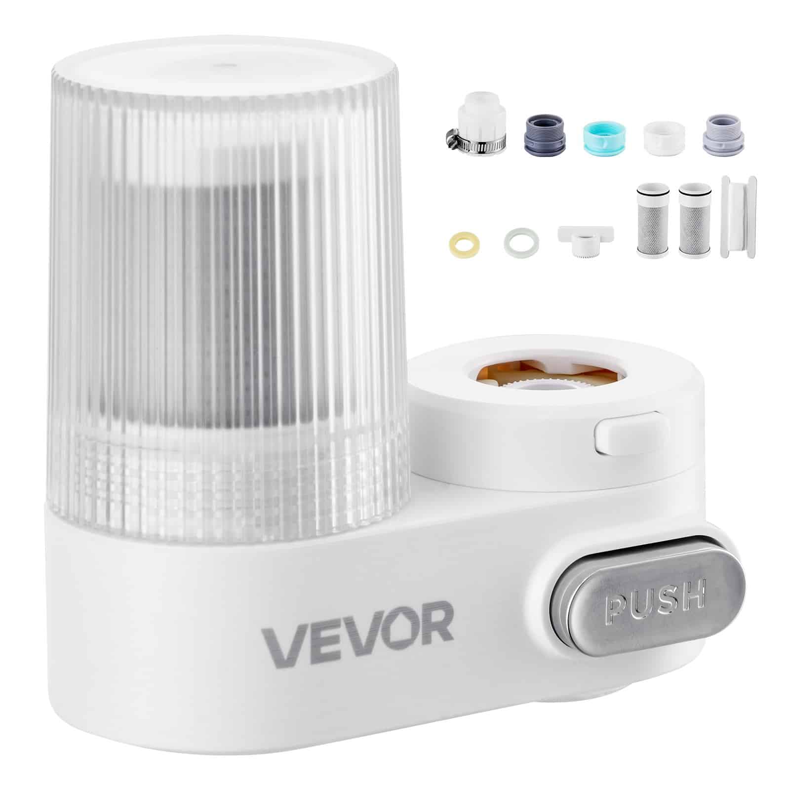 VEVOR Faucet Water Filter with Carbon Fiber, 3 Filters, Removes Chlorine & Lead, Fits Most Taps, White - Зображення 9