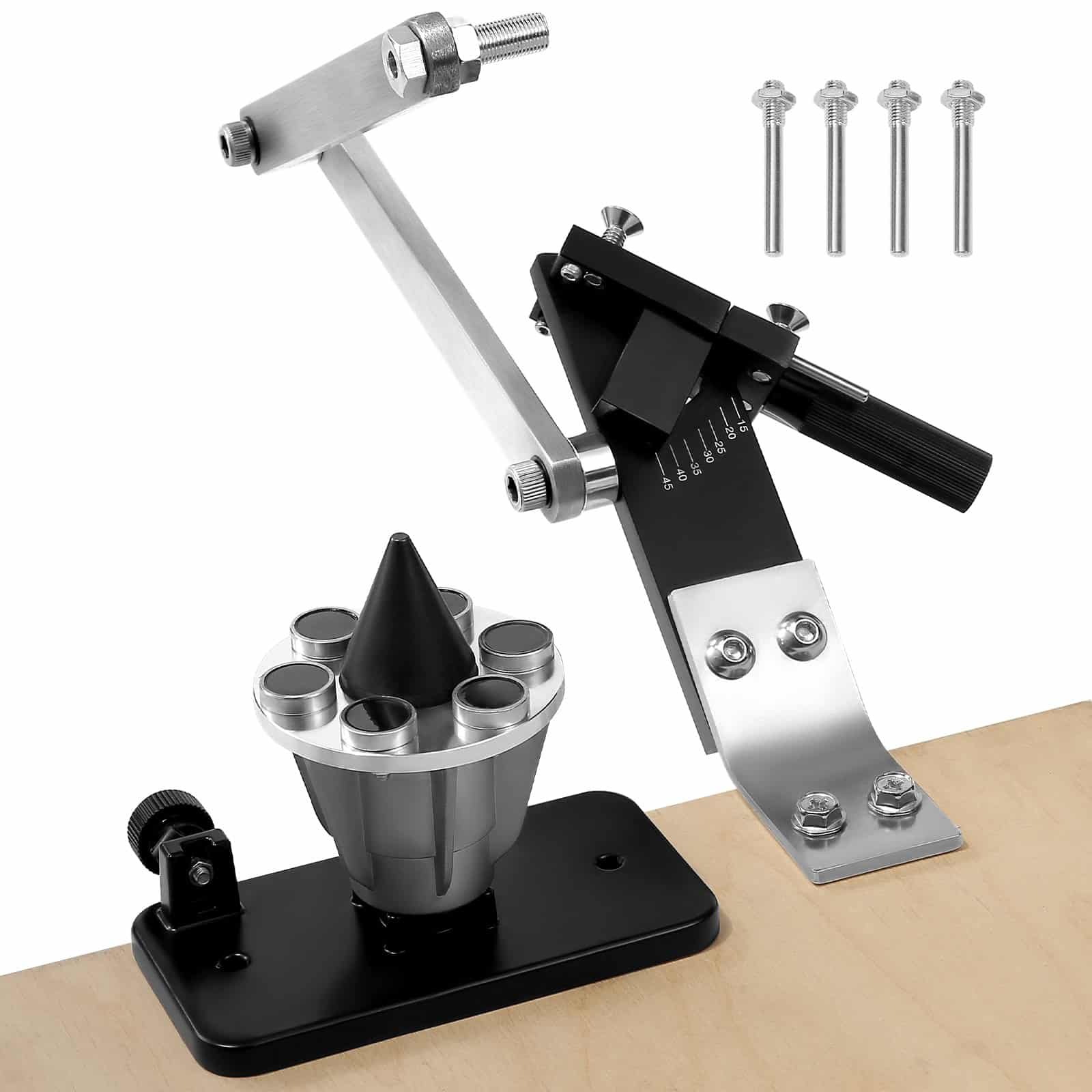 Регулируемая точилка для газонокосилок VEVOR & Балансировщик, 15° — 45°, с 4 адаптерами, подшипниками, 25-мм ручкой, для угловых шлифовальных машин