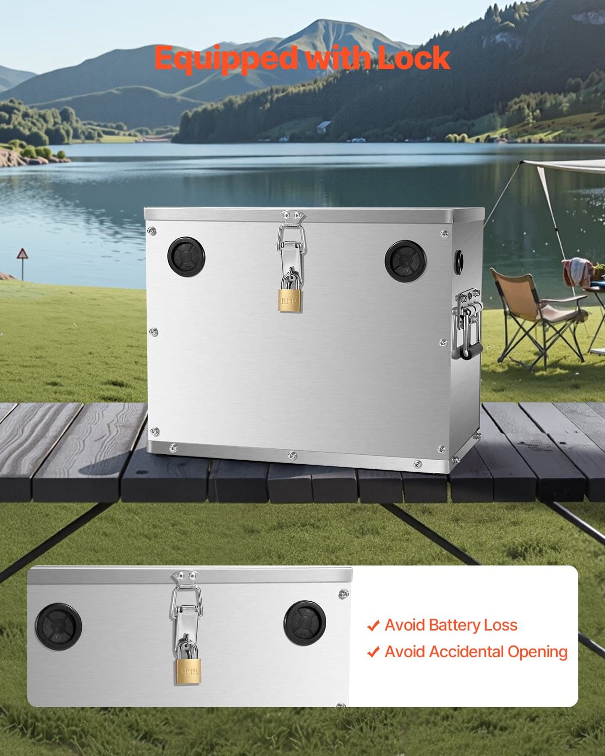VEVOR Stainless Steel Battery Box for Group 24/31, Lockable Marine Case for 12V/24V/36V, Cars, Boats, RVs, Trolling Motors - Зображення 5