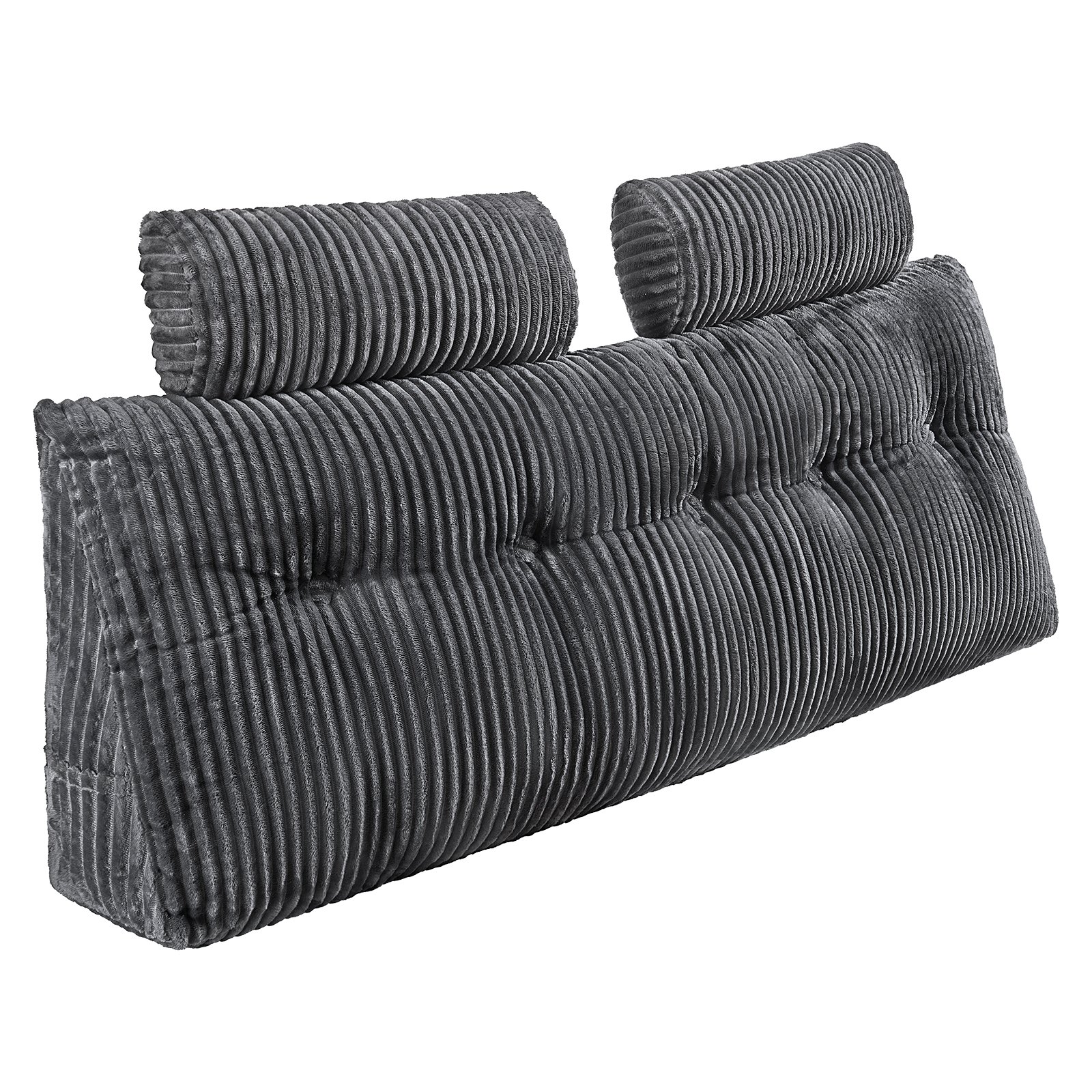 VEVOR Queen Size Wedge Headboard Pillow with 2 Headrests & Pockets, Grey Flannel, Ergonomic Back Support for Bed Reading & Rest — изображение 11