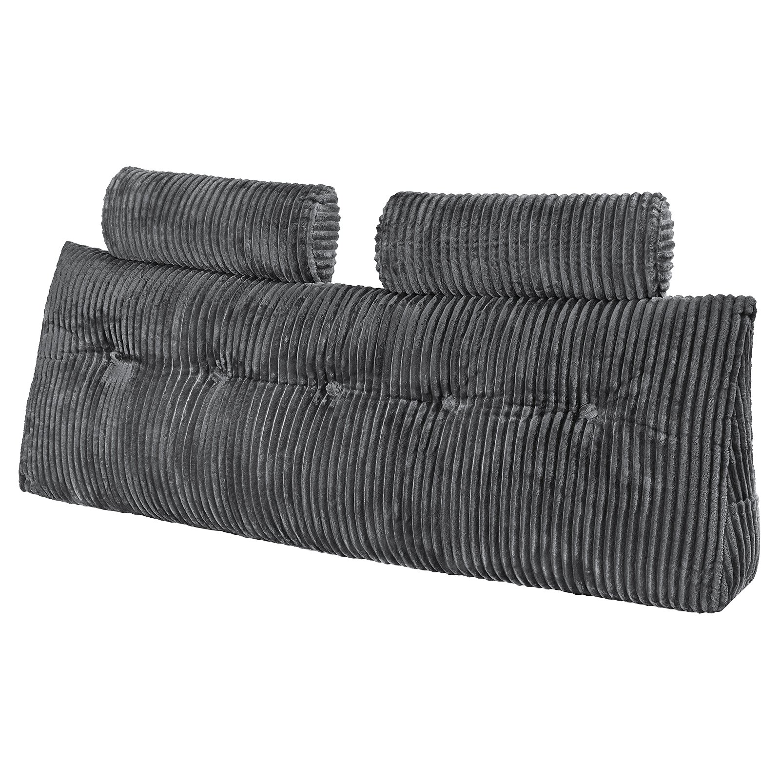 VEVOR Queen Size Wedge Headboard Pillow with 2 Headrests & Pockets, Grey Flannel, Ergonomic Back Support for Bed Reading & Rest — изображение 12