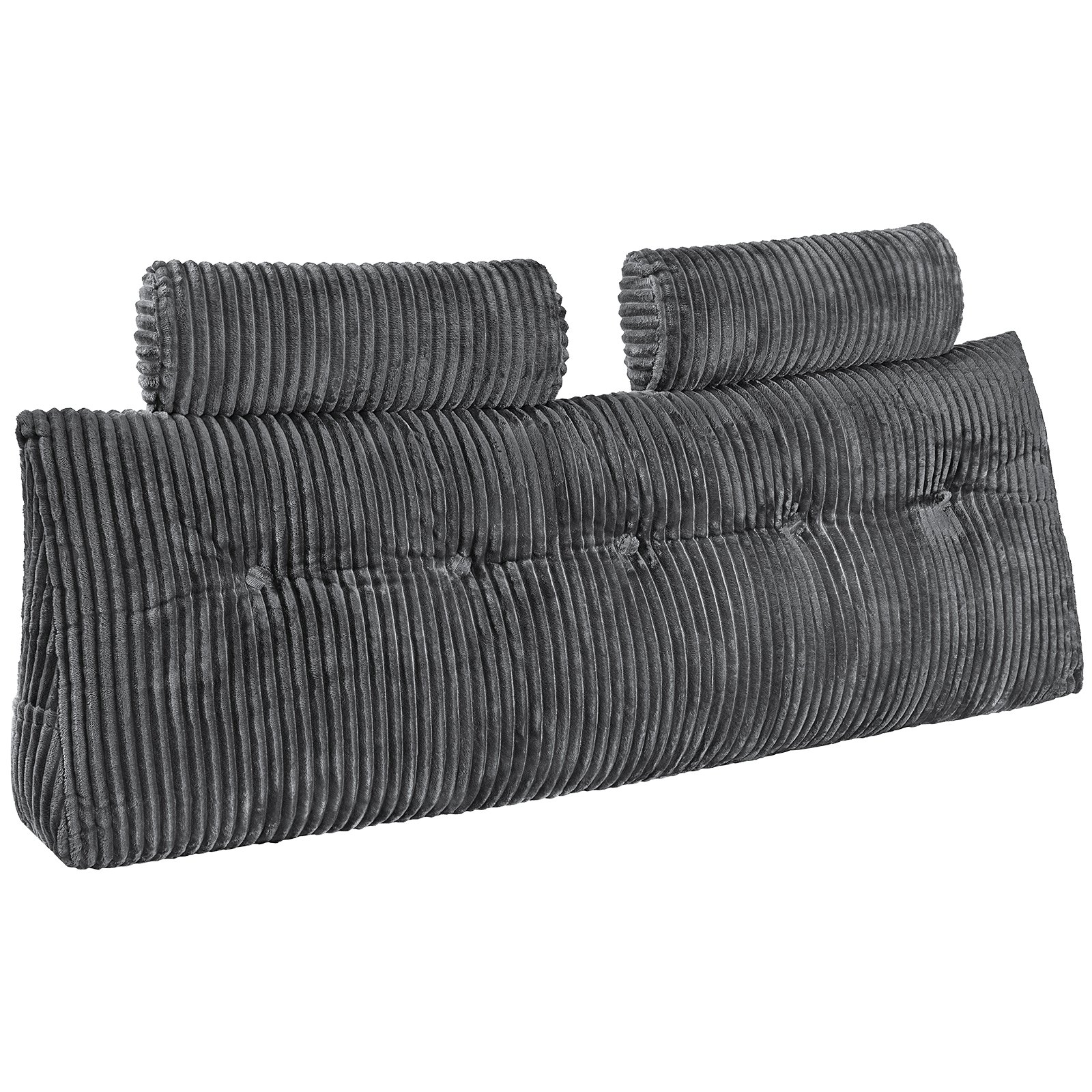 VEVOR Queen Size Wedge Headboard Pillow with 2 Headrests & Pockets, Grey Flannel, Ergonomic Back Support for Bed Reading & Rest — изображение 9